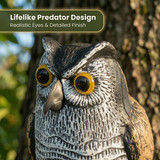 Gardenised Horned Owl Decoy - Bird Deterrent Scarecrow, Fake Owl for Garden, Patio, Yard, Lawn, Outdoor Display - Halloween Decoration for Trees, Fences & Landscape