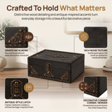 Vintiquewise Wooden Treasure Chest Storage Box for Jewelry & Home Decor