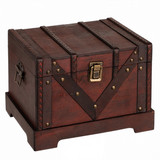 Vintiquewise Small Wood Treasure Box Old Style Antique Chest for Home Decor