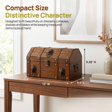 Vintiquewise Wooden Treasure Chest with Leather Straps & Lion Head Ring