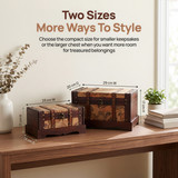 Vintiquewise Old World Map Wooden Treasure Chest Decorative Storage Suitcase