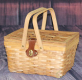 Picnic Basket Gingham Lined with Folding Handles