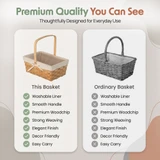 12 Inch Rectangular Woodchip Picnic Basket Lined with White Fabric