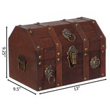 Antique Wooden Pirate Chest with Lion Rings and Lockable Latch