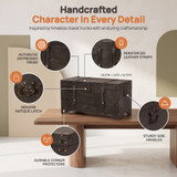 Distressed Black Medium Wooden Storage Trunk