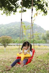 Red Plastic Baby and Toddler Swing Seat with Hanging Ropes