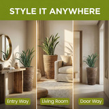 Wicker Banana Rope Tall Floor Planter with Metal Pot