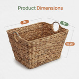 Large Multipurpose Handwoven Water Hyacinth Wicker Basket, Ideal for Organizing and Storing Towels Outdoors, and for Bedroom Use, Living Room, Bathroom, and Laundry Room