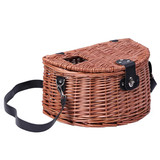 Outdoor Classic Willow Wicker Trout Fishing Creel Basket with Faux Leather Shoulder Strap Ideal as Fishing Tackle Box for Organized and Accessible Fly Fishing Gear During Fishing Expedition