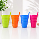Reusable Plastic Cups with Straw