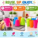 Reusable Plastic Cups with Straw