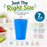 7 oz Reusable Plastic Drinking Tumblers, 6-Piece Kids Party Cup Set, Assorted Red Green Blue, Two of Each for Home Meals Picnics Outdoor Use