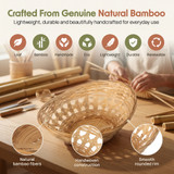 Set of 5 Natural Bamboo Oval Storage Bread Basket Storage Display Trays