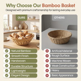 Set of 5 Natural Bamboo Oval Storage Bread Basket Storage Display Trays