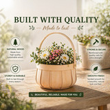 Small Round Natural Woodchip Wooden Decorative Storage Basket with Handle
