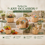 Small Round Natural Woodchip Wooden Decorative Storage Basket with Handle