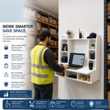 Floating Wall-Mount Desk with Shelves, Space-Saving Laptop Workstation for Writing, Study, Bedroom, Living Room, Office