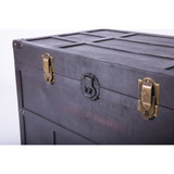 Antique Style Large Dark Wooden Storage Trunk with Lockable Latch