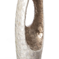 Modern Unique Design White Floor Flower Vase with Gold Interior, for Living Room, Entryway or Dining Room, 43 inch
