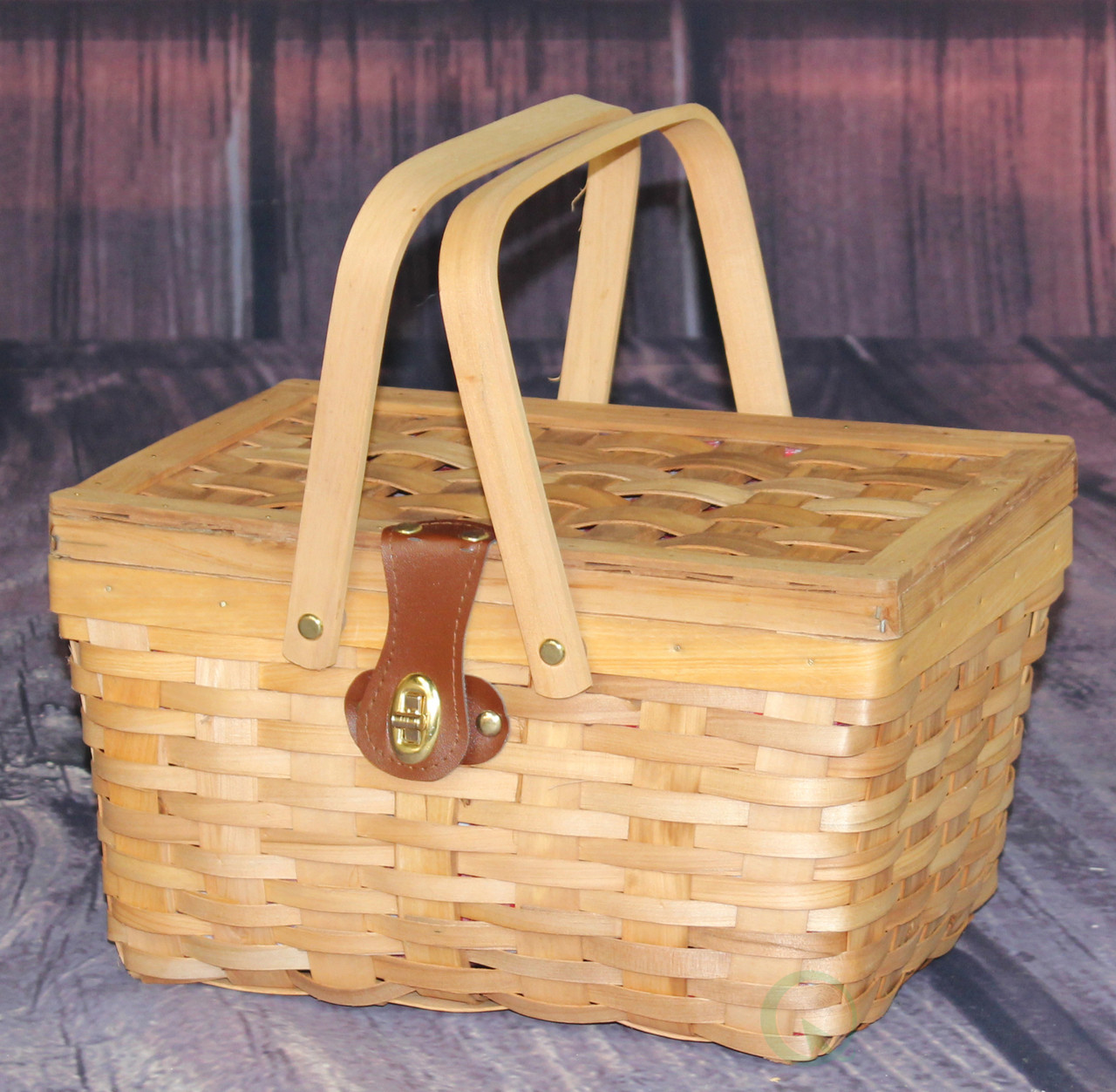 Buy Wholesale QI003081 Picnic Basket Gingham Lined with Folding Handles