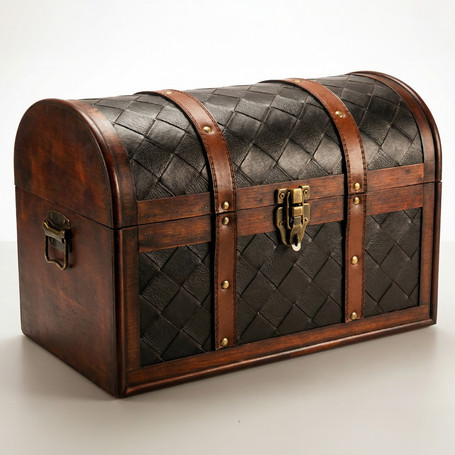 Wooden Leather Treasure Chest