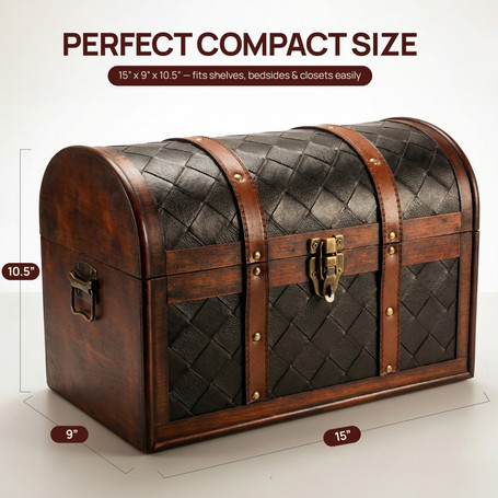 Wooden Leather Treasure Chest