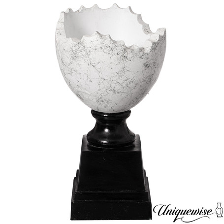 Uniquewise 28-inch Modern Sculptural Cracked Egg-Shaped Marble Inspired Planter with Black Pedestal Base Minimalist Decorative Accent for Living Room Entryway Balcony Hotel Lobby Restaurant or Office Uniquewise 28-inch Modern Sculptural Cracked Egg-Shaped Marble Inspired Planter with Black Pedestal Base Minimalist Decorative Accent for Living Room Entryway Balcony Hotel Lobby Restaurant or Office