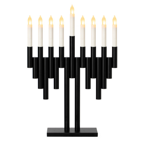 Vintiquewise Modern 9-Branch Hanukkah Menorah with LED Candles in Sleek Finish Contemporary Decorative Centerpiece Illuminated Display, and Meaningful Gift for Hanukkah Celebrations