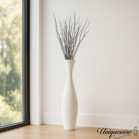 Uniquewise Tall Decorative Bamboo Floor Vase with Natural Dried Twig Fillers Modern Home & Office Decor Accent for Living Room Entryway or Corner Display