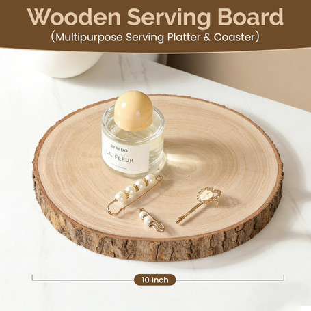 Vintiquewise Set of 4 Rustic Wood Slices Round Multi Purpose Natural Wooden Slabs for Chargers Cake Risers Serving Trays Table Centerpieces Home Decor DIY Crafts Party Supplies and Tableware