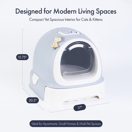 Fully Enclosed Hooded Litter Pan with Front Entry Odor Close Door, Cat Litter Scoop Included