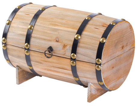 Wooden Barrel Treasure Chest