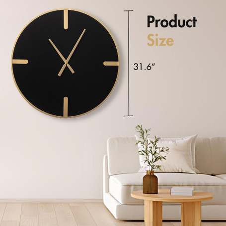 Clockswise 32" Modern Minimalist Crafted Wall Clock Structured Metal Frame Circular Design & Refined Clean Analog Display Step Movement Mechanism and Balanced Proportions for Contemporary Interiors
