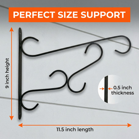 Gardenized Decorative Scroll-Design Metal Wall Bracket for Hanging Bird Feeders Wind Chimes Lanterns and Flower Pots Ideal for Indoor & Outdoor Patio Garden Porch or Balcony Decor