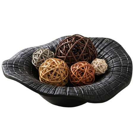 Uniquewise Round Decorative Plates Black Finish Resin Accent for Table Countertop Console Shelf Kitchen Display Centerpiece for Living Room Entryway and Home Decor