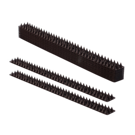 Pack of 10 Plastic Bird Deterrent Spikes for Birds, Pigeon, Squirrel, Raccoon, Crow, and Cat Anti-Climb Strips to Deter Theft - Suitable for Wall, Windowsill, Railing, Fence, and Roof - Grey