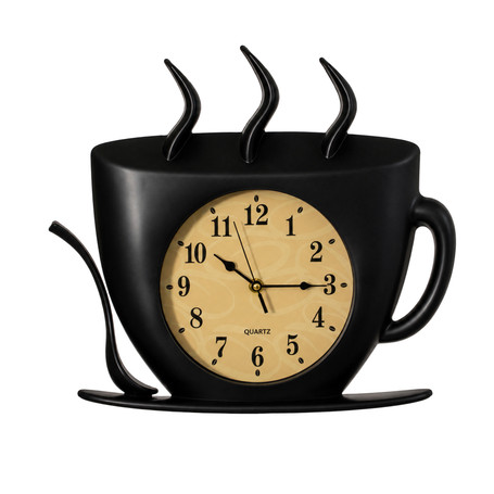 Clockswise Coffee Cup Wall Clock Battery-Operated Quartz Timepiece Decorative Accent for Kitchen Coffee Bar Cafe Restaurant Dining Room and Breakfast Nook, Ideal for Home & Office Decor