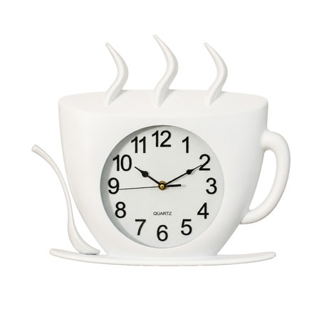 Clockswise Coffee Cup Wall Clock Battery-Operated Quartz Timepiece Decorative Accent for Kitchen Coffee Bar Cafe Restaurant Dining Room and Breakfast Nook, Ideal for Home & Office Decor
