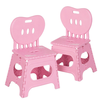 Basicwise Foldable Plastic Chair Set of 2 Collapsible Multi-Purpose Space-Saving Portable Stool for Indoor & Outdoor Use Playroom Kitchen Patio Garden Camping Picnic Events and Small Spaces