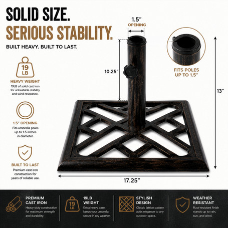 Outdoor Patio Cast Iron Umbrella Base Holder Stand