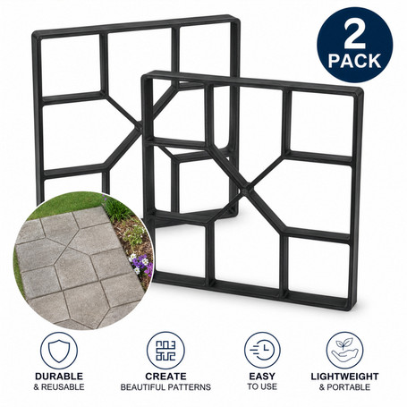 Decorative Pavement Mold Cement Form Stamp Walkway Maker Patio Stepping Stone Pavers Reusable Pathway Mould, 2 Pack