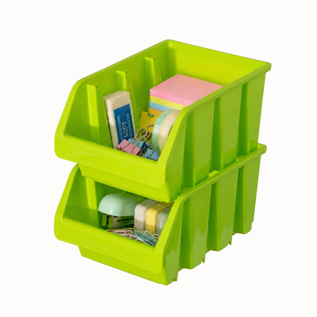 Basicwise Stackable Easy-Access Plastic Storage Organizer Basket