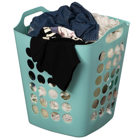 Flexible Plastic Carry Laundry Basket Holder Square Storage Hamper with Side Handles