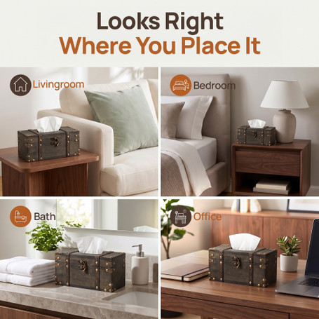 Vintiquewise Vintage Wooden Decorative Tissue Box Cover for Home