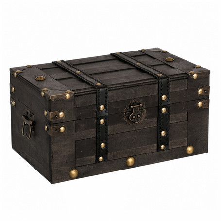 Vintiquewise Small Wooden Treasure Chest for Decorative Home Storage