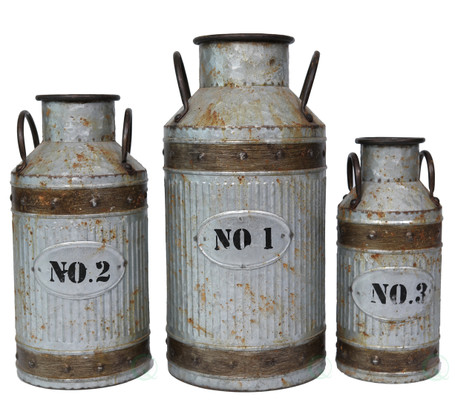 Galvanized Metal Rustic Milk Can