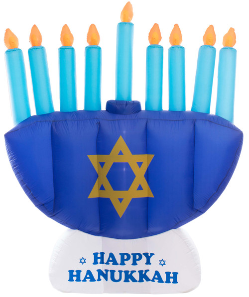 Giant Hanukkah Inflatable Menorah - Yard Decor with Built-in Bulbs, Tie-Down Points, and Powerful Built in Fan