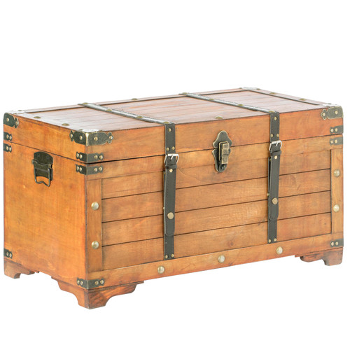 Rustic Large Wooden  Storage Trunk with Lockable Latch