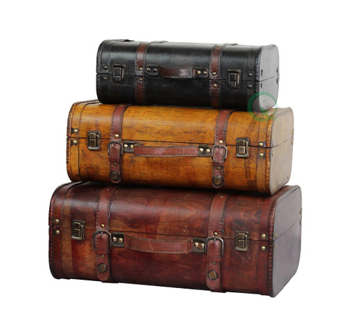 3-Colored Vintage Style Luggage Suitcase/Trunk-Set of 3