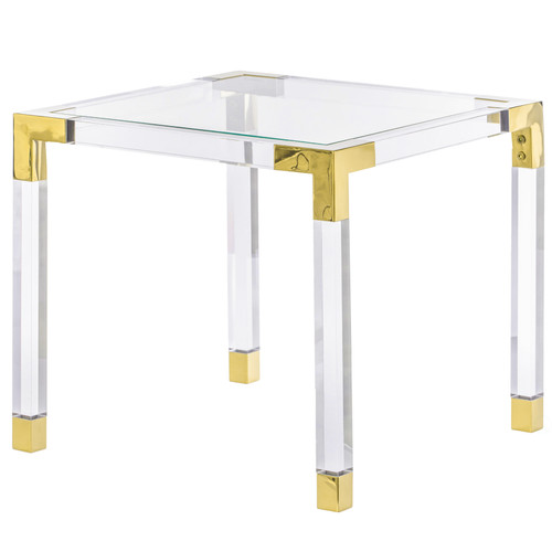 Square Acrylic Gold Metal Modern Tempered Glass Coffee Table